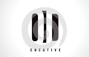 OD O D White Letter Logo Design with Black Square. photo