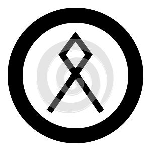 Odal Othil rune Othala symbol estate heritage sign icon black color vector in circle round illustration flat style image