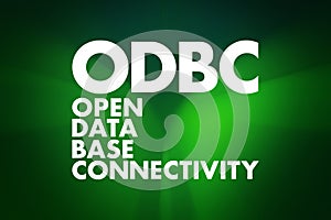 ODBC - Open Database Connectivity acronym, technology concept background