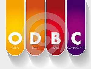ODBC - Open Database Connectivity acronym, technology concept background