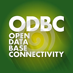 ODBC - Open Database Connectivity acronym, technology concept background