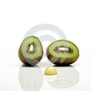 Odd Juxtapositions: Two Kiwi On White Background