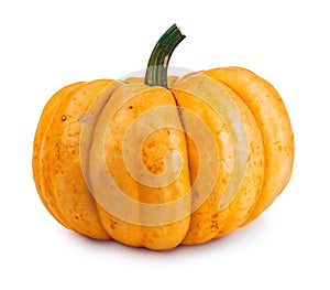 Odd misshapen orange pumpkin for Halloween isolated on white photo