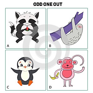 Odd one out child game vector illustration