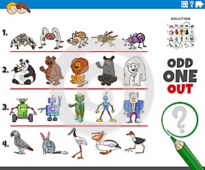 Odd one out game with cartoon characters