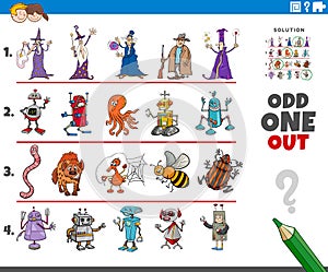 Odd one out picture game with cartoon characters