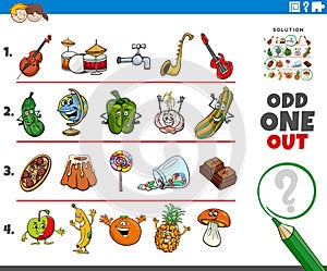 Odd one out picture task with cartoon characters