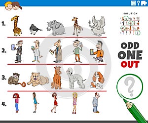 Odd one out task with cartoon characters