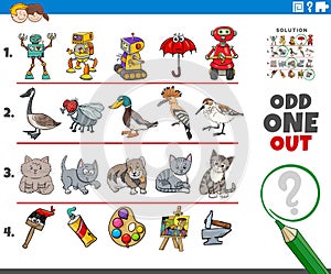 Odd one out task with cartoon characters