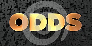 Odds - Gold text on black background - 3D rendered royalty free stock picture