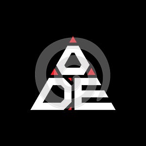 ODE triangle letter logo design with triangle shape. ODE triangle logo design monogram. ODE triangle vector logo template with red