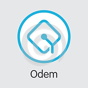 Odem - Digital Coin Vector Icon of Cryptographic Currency.