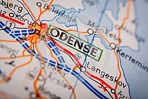 Odense City on a Road Map