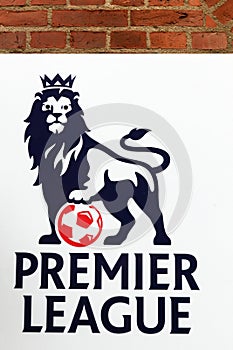 Premier league logo on a wall