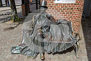 Statue of writer H.C. Andersen at Odense on Denmark