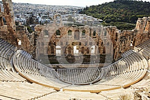 The Odeon of Herodes Atticus in Acropolis, Athens, Greece.