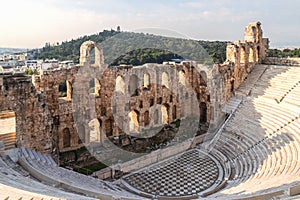 Odeon of Herodes Atticus, Acropolis, Athens, Greece. The Odeon of Herodes Atticus is a stone theatre structure located