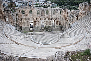 Odeon of Herodes Atticus in Athens greece. Ancient historical monument and theatre