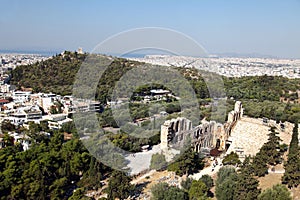 Odeon of Herodes Atticus Theater behind Philopappus Hill
