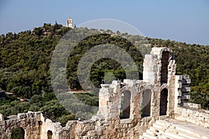 Odeon of Herodes Atticus Theater behind Philopappus Hill