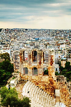 The Odeon of Herodes Atticus view in Athens