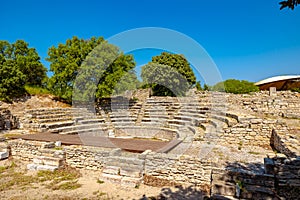Odeon of Troy ancient city. Ancient city ruins in Turkiye concept photo