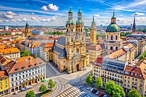 Odeonplatz in Munich, Germany, Theatine Church aerial view photo