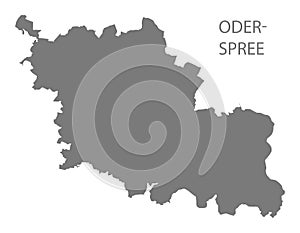 Oder-Spree grey county map of Brandenburg Germany