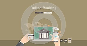 Odern and classic design online banking concept illustration photo