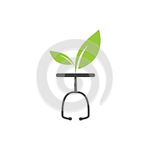 Odern natural leaf with stethoscope doctor logo design.