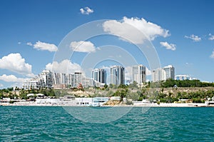 Odessa city seashore with new urban districts, Ukraine.View from