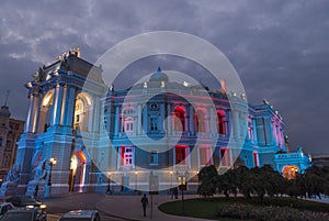 The Odessa Opera House in the Evening