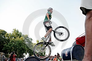 Odessa, Ukraine - July 28, 2007: Freestyle young male jumping on