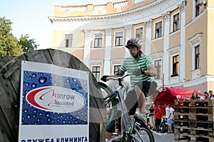 Odessa, Ukraine - July 28, 2007: Freestyle young male jumping on