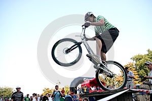 Odessa, Ukraine - July 28, 2007: Freestyle young male jumping on