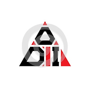 ODI triangle letter logo design with triangle shape. ODI triangle logo design monogram. ODI triangle vector logo template with red