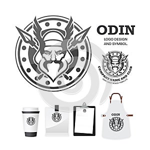 Odin gods Vector logo design template.