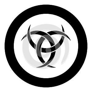 Odin horn paganism symbol icon black color vector in circle round illustration flat style image