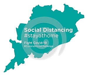 Odisha map with Social Distancing stayathome tag