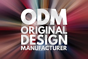 ODM - Original Design Manufacturer acronym, business concept background