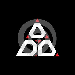 ODO triangle letter logo design with triangle shape. ODO triangle logo design monogram. ODO triangle vector logo template with red