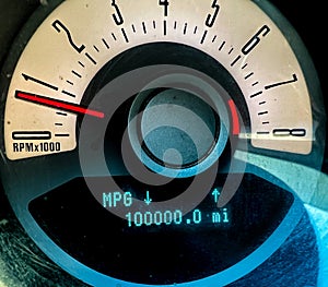 Odometer showing 100000 miles