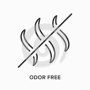 Odor free flat line icon. Vector outline illustration of aroma. Black thin linear pictogram for unscented smell sign