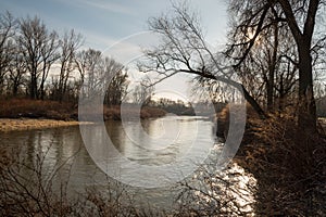 Odra river on czech-polish borders near Bohumin and Chalupki