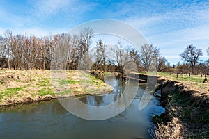 Odra river near Petrvaldik in CHKO Poodri in Czech republic photo