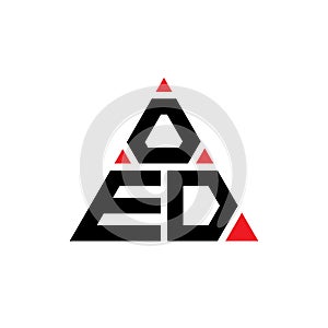 OED triangle letter logo design with triangle shape. OED triangle logo design monogram. OED triangle vector logo template with red