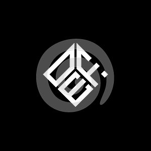 OEF letter logo design on black background. OEF creative initials letter logo concept. OEF letter design