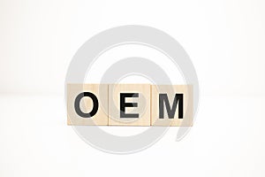 oem concept on wooden cubes. Business concept