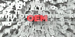 OEM - Red text on typography background - 3D rendered royalty free stock image