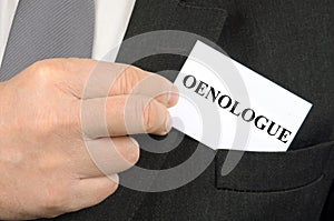 Oenologist business card written in French